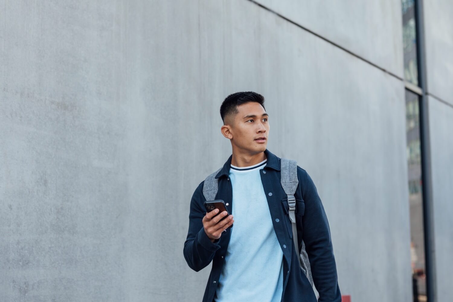 Man walking with backpack